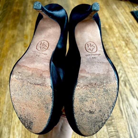 Ash, Black Satin Open-Toe Stilettos - Picture 4 of 6